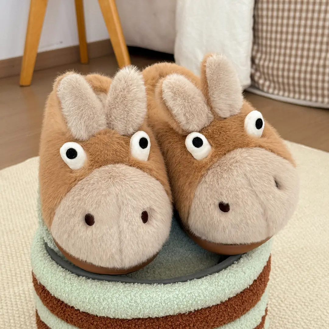Little Donkey Cotton Shoes for Women, Winter Home Plush Warm Slippers, Autumn and Winter Indoor Cute Non-Slip Cotton Slippers for Men Wholesale - Image 6