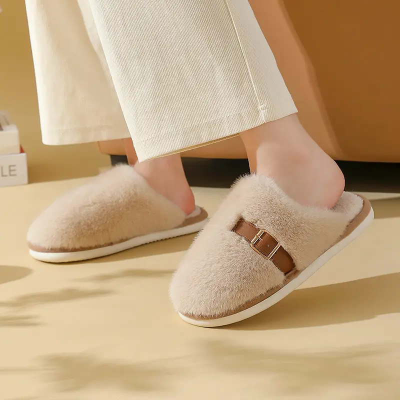 2025 Winter Furry Slippers for Women Brown - Image 7