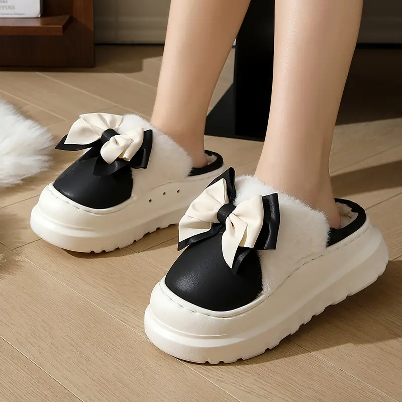 Autumn and Winter Cotton Slippers for Women, Autumn and Winter Home Indoor Waterproof Fleece-Lined Warm Thick-Soled Non-Slip Outer Wear Cotton Slippers for Women - Image 4