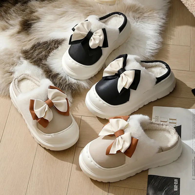 Autumn and Winter Cotton Slippers for Women, Autumn and Winter Home Indoor Waterproof Fleece-Lined Warm Thick-Soled Non-Slip Outer Wear Cotton Slippers for Women - Image 5