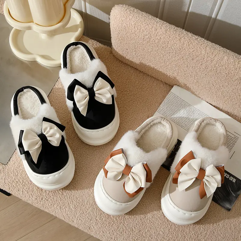 Autumn and Winter Cotton Slippers for Women, Autumn and Winter Home Indoor Waterproof Fleece-Lined Warm Thick-Soled Non-Slip Outer Wear Cotton Slippers for Women - Image 6