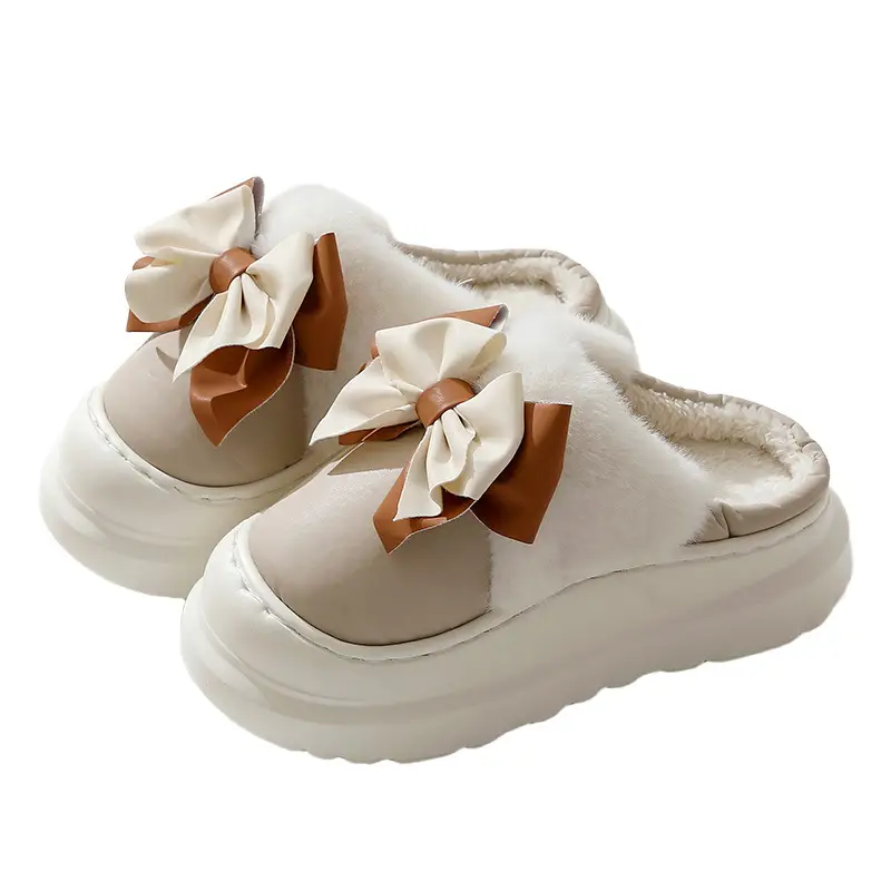 Autumn and Winter Cotton Slippers for Women, Autumn and Winter Home Indoor Waterproof Fleece-Lined Warm Thick-Soled Non-Slip Outer Wear Cotton Slippers for Women - Image 7
