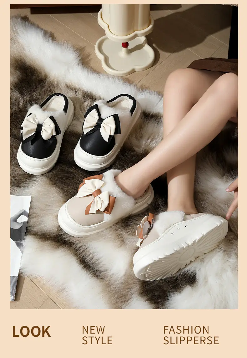 Autumn and Winter Cotton Slippers for Women, Autumn and Winter Home Indoor Waterproof Fleece-Lined Warm Thick-Soled Non-Slip Outer Wear Cotton Slippers for Women — feature 10