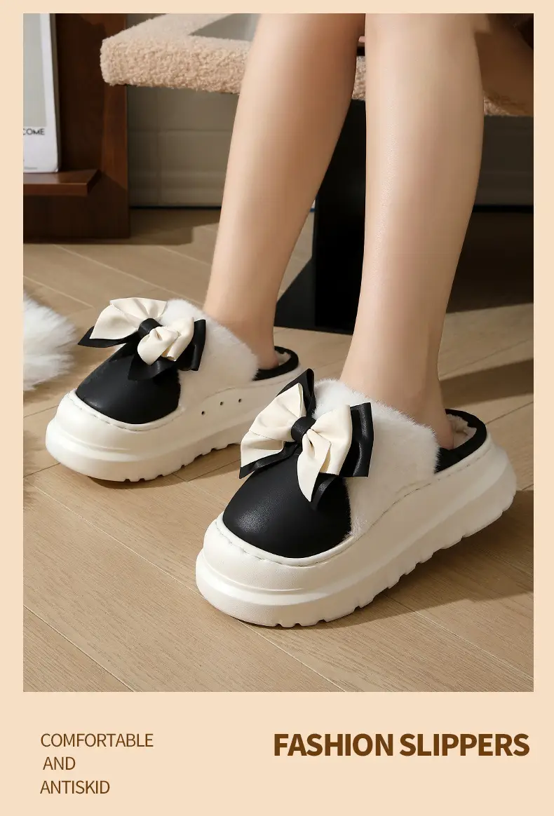 Autumn and Winter Cotton Slippers for Women, Autumn and Winter Home Indoor Waterproof Fleece-Lined Warm Thick-Soled Non-Slip Outer Wear Cotton Slippers for Women — feature 11