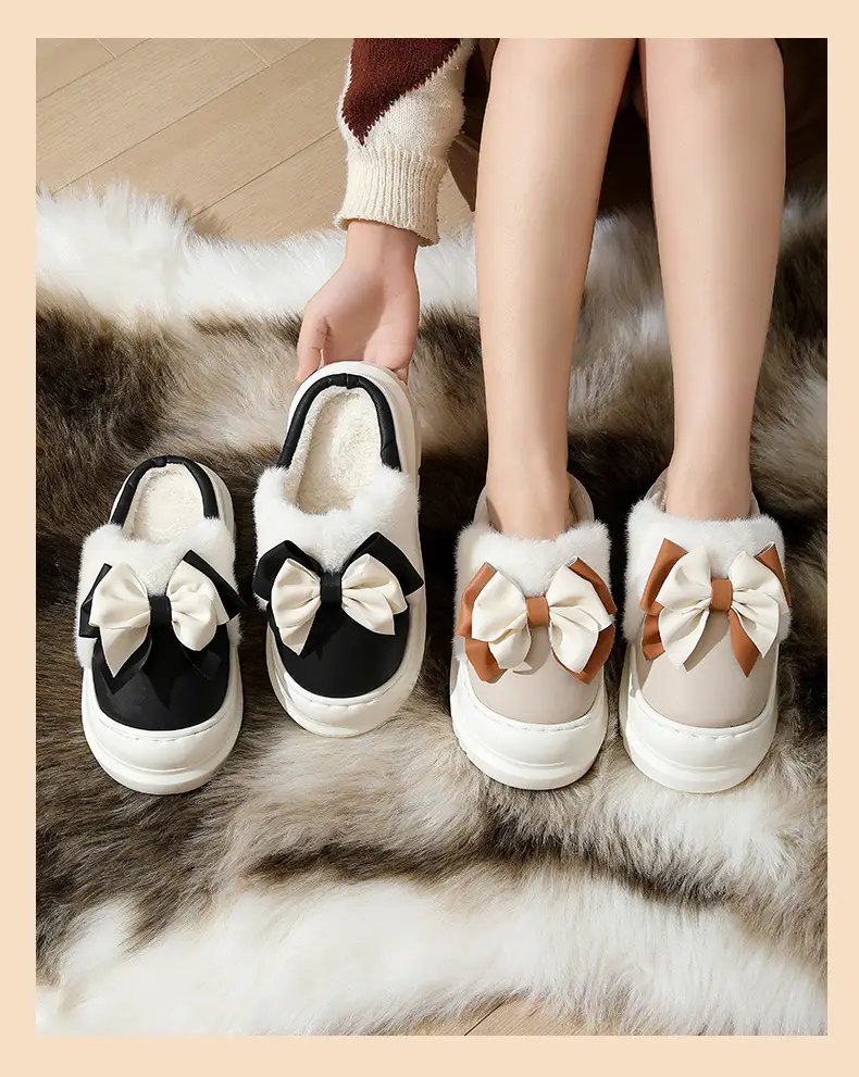 Autumn and Winter Cotton Slippers for Women, Autumn and Winter Home Indoor Waterproof Fleece-Lined Warm Thick-Soled Non-Slip Outer Wear Cotton Slippers for Women — feature 12