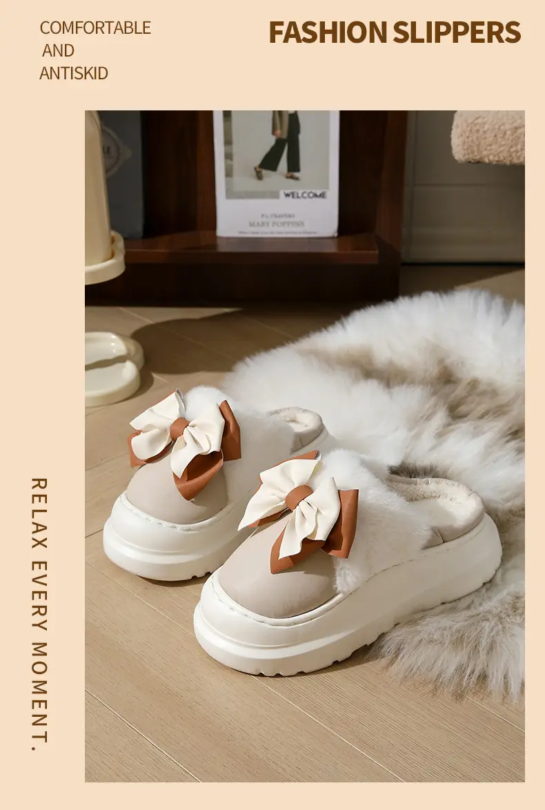 Autumn and Winter Cotton Slippers for Women, Autumn and Winter Home Indoor Waterproof Fleece-Lined Warm Thick-Soled Non-Slip Outer Wear Cotton Slippers for Women — feature 13