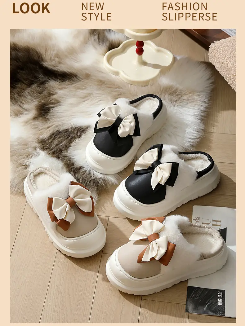 Autumn and Winter Cotton Slippers for Women, Autumn and Winter Home Indoor Waterproof Fleece-Lined Warm Thick-Soled Non-Slip Outer Wear Cotton Slippers for Women — feature 14