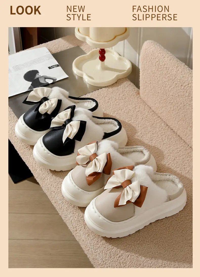 Autumn and Winter Cotton Slippers for Women, Autumn and Winter Home Indoor Waterproof Fleece-Lined Warm Thick-Soled Non-Slip Outer Wear Cotton Slippers for Women — feature 16