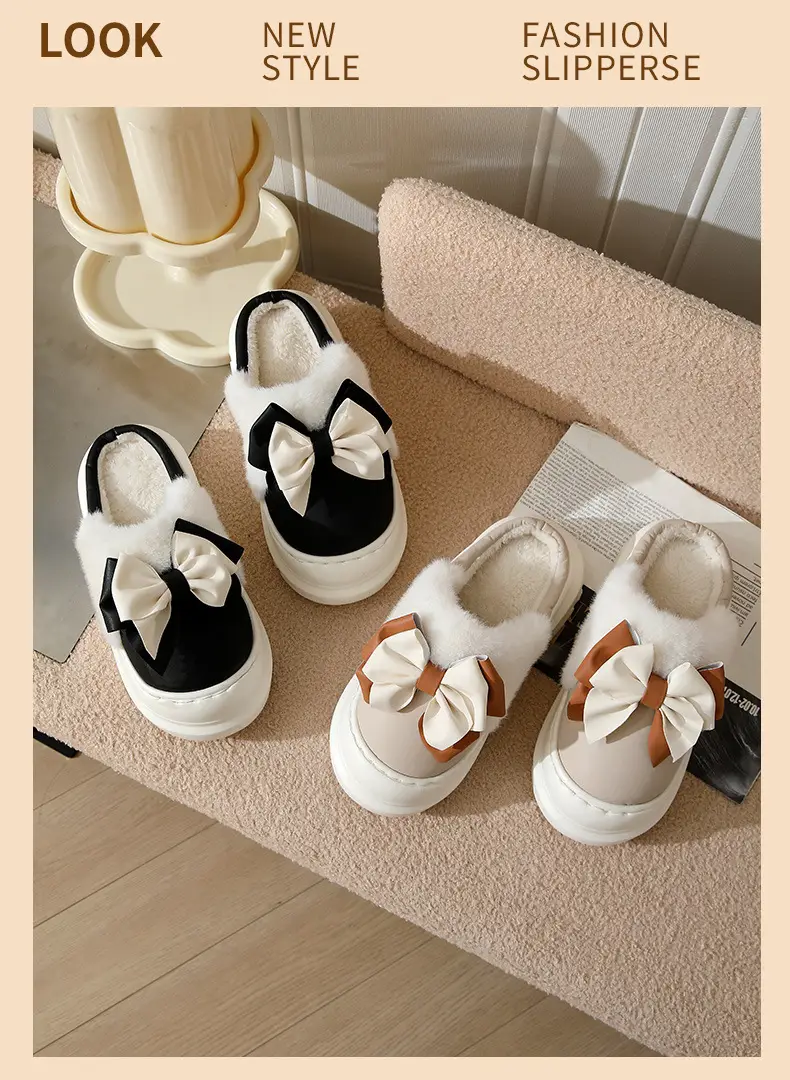 Autumn and Winter Cotton Slippers for Women, Autumn and Winter Home Indoor Waterproof Fleece-Lined Warm Thick-Soled Non-Slip Outer Wear Cotton Slippers for Women — feature 17