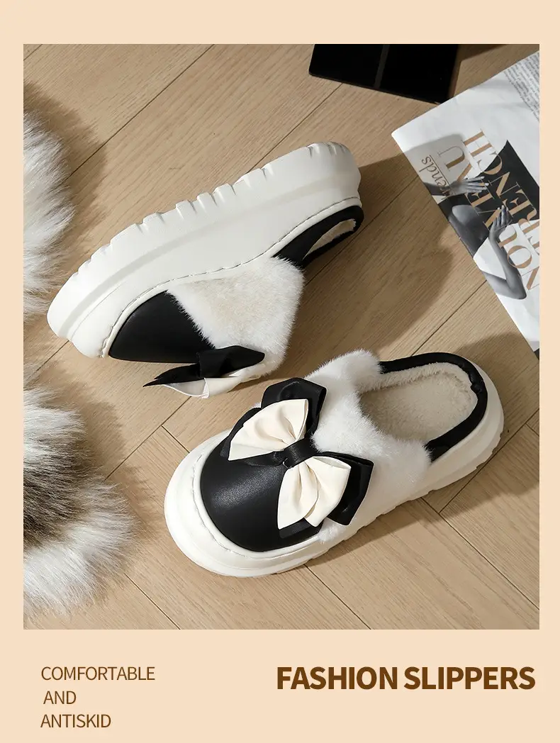 Autumn and Winter Cotton Slippers for Women, Autumn and Winter Home Indoor Waterproof Fleece-Lined Warm Thick-Soled Non-Slip Outer Wear Cotton Slippers for Women — feature 19