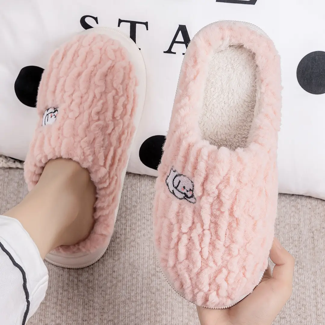 Jialiya Plush Cotton Slippers for Women 2025 New Winter Home Warm Cute Puppy Couple Slippers for Men - Image 3