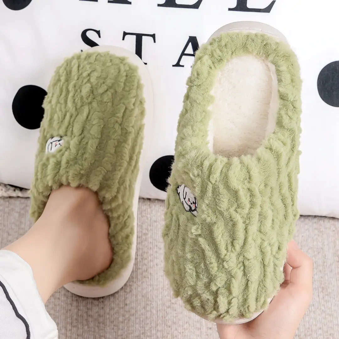 Jialiya Plush Cotton Slippers for Women 2025 New Winter Home Warm Cute Puppy Couple Slippers for Men - Image 4