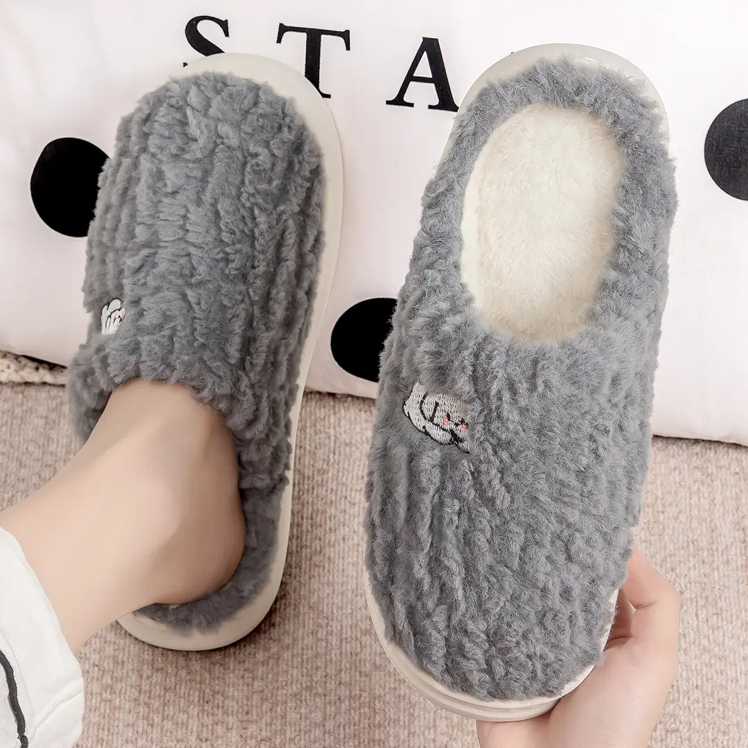 Jialiya Plush Cotton Slippers for Women 2025 New Winter Home Warm Cute Puppy Couple Slippers for Men - Image 5