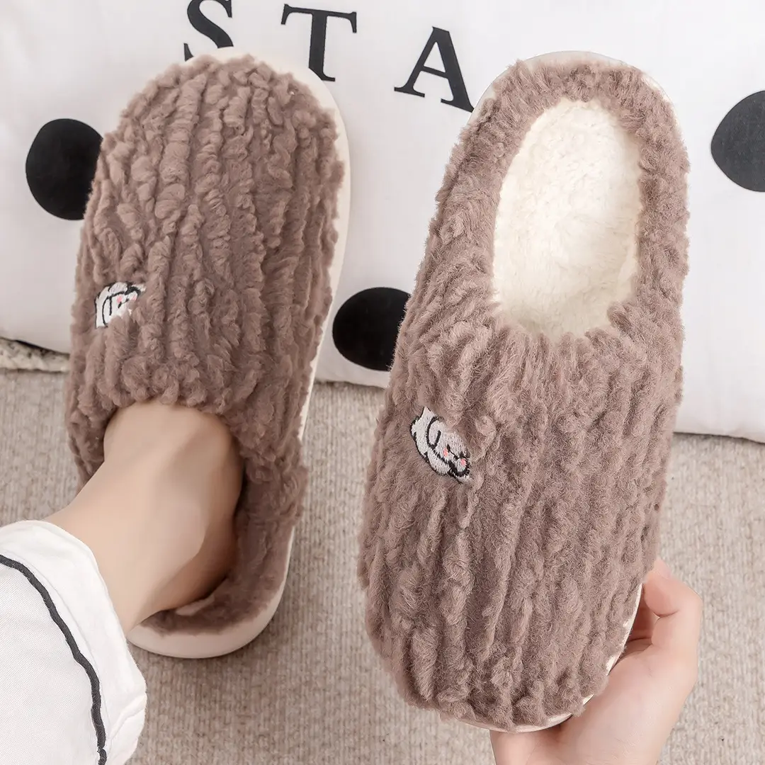 Jialiya Plush Cotton Slippers for Women 2025 New Winter Home Warm Cute Puppy Couple Slippers for Men - Image 6