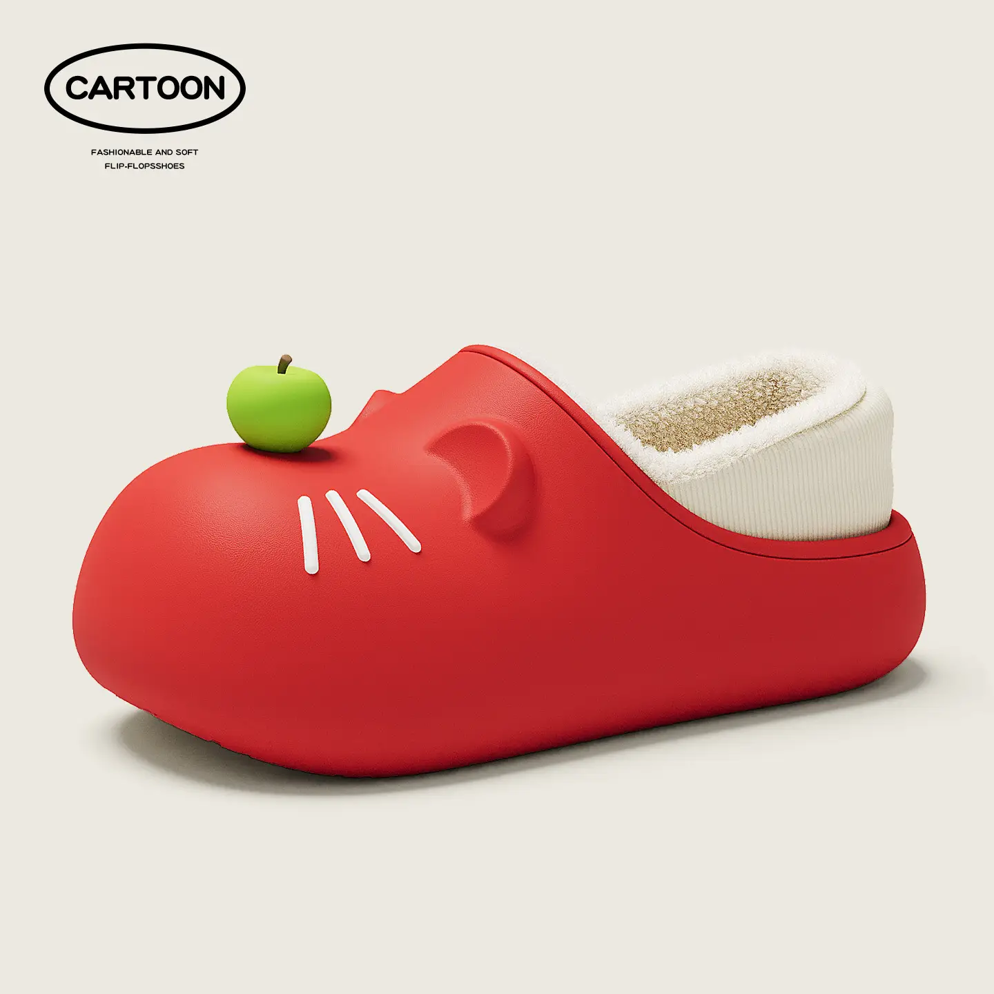 Winter Cartoon Cat Slippers for Women Warm Cotton