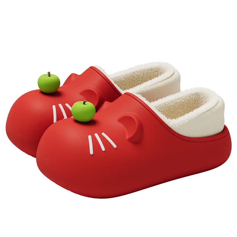 Cartoon Waterproof Cotton Shoes for Women, Winter Parent-Child Home Slippers, Autumn and Winter Warm Non-Slip Closed-Back Cotton Slippers Wholesale