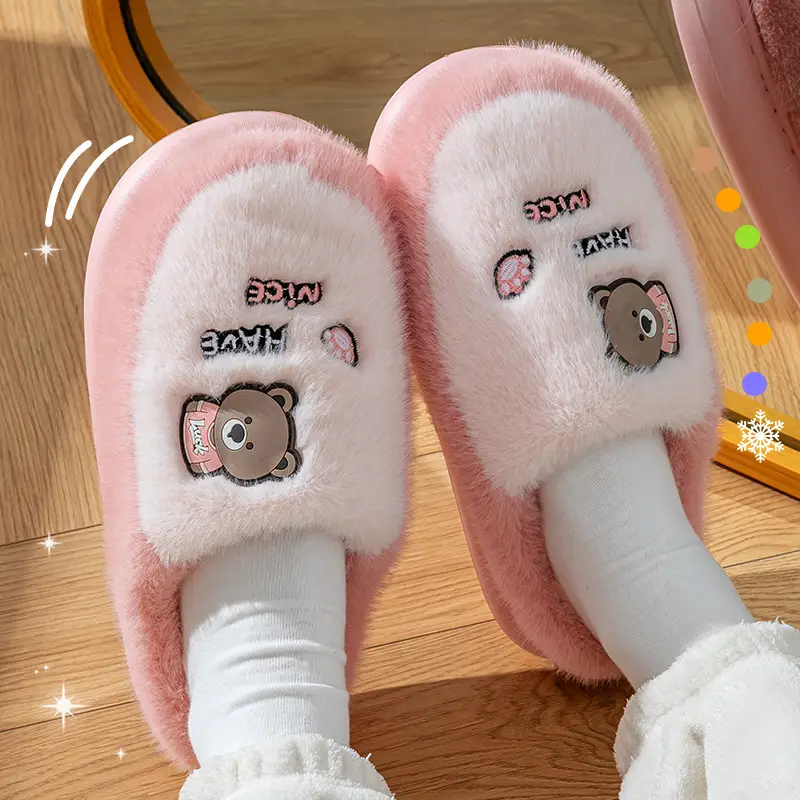 Women Cotton Cartoon Slippers Winter Warm 36-45
