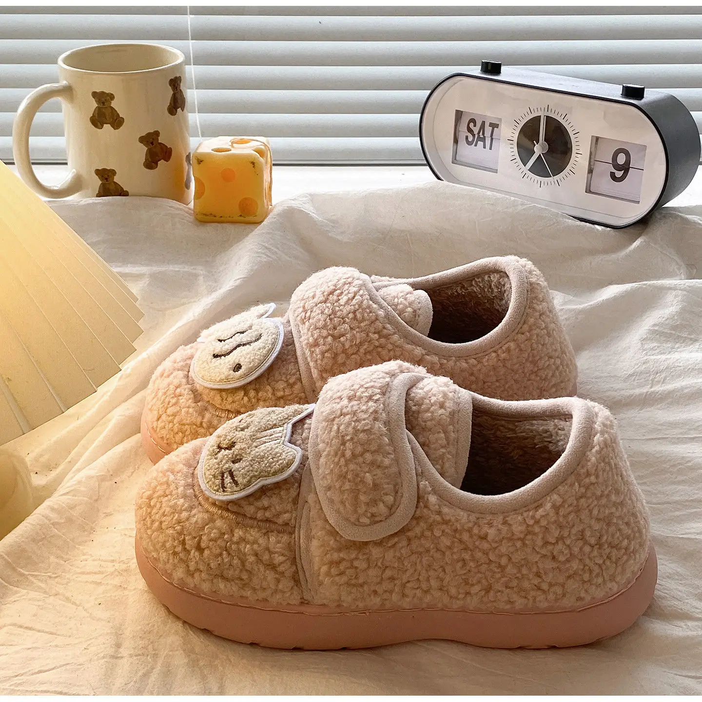 Autumn Winter Cat Design Soft Cotton Shoes for Women Brown - Image 7