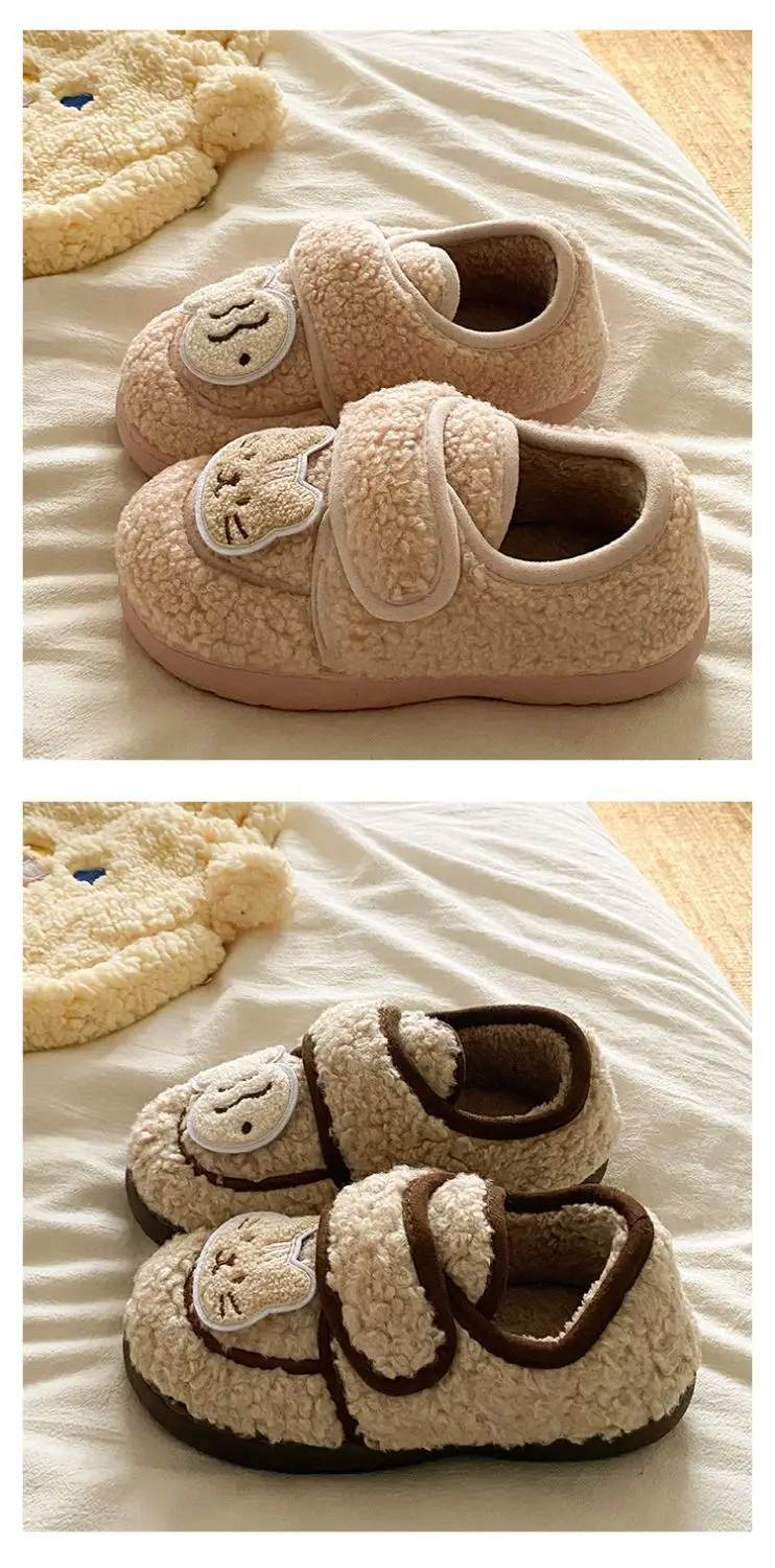 Autumn Winter Cat Design Soft Cotton Shoes for Women Brown — feature 15