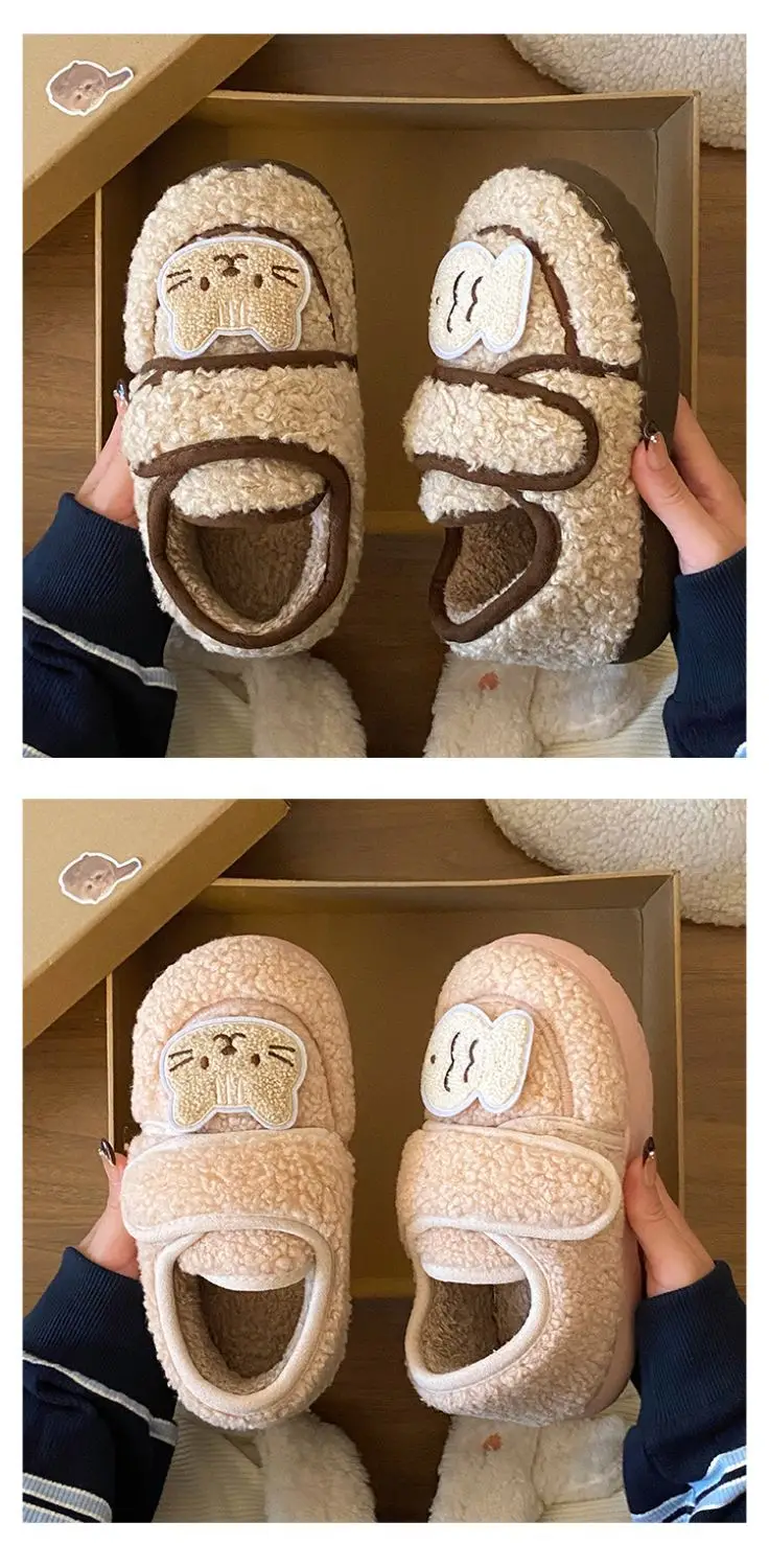 Autumn Winter Cat Design Soft Cotton Shoes for Women Brown — feature 16