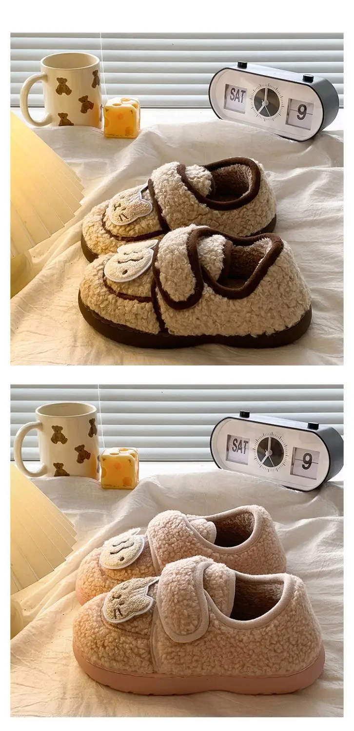 Autumn Winter Cat Design Soft Cotton Shoes for Women Brown — feature 20