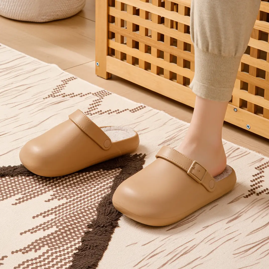 Waterproof Cotton Slippers for Women, Winter Home Non-Slip Thick-Soled Fleece-Lined Warm Antibacterial Anti-Odor Closed-Toe Cotton Slippers for Men, 2026 New Model - Image 6