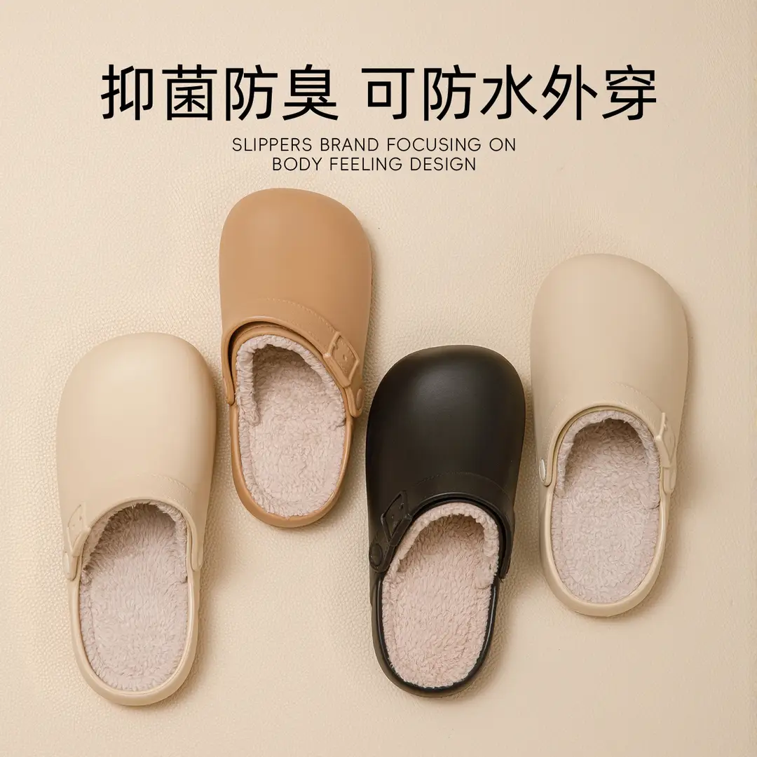 Waterproof Cotton Slippers for Women, Winter Home Non-Slip Thick-Soled Fleece-Lined Warm Antibacterial Anti-Odor Closed-Toe Cotton Slippers for Men, 2026 New Model - Image 7