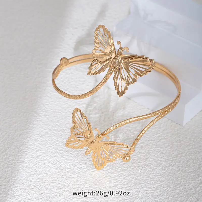 Personalized Flower and Leaf Multi-Layer Open Bracelet for Women, Ins-Style Metal Arm Ring with Diamonds, Adjustable and High-End Bracelet — feature 18