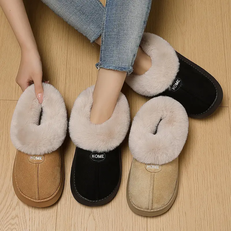 Women's Winter Cotton Slippers with Heel, Plush and Thickened for Warmth, Non-Slip, Men's Winter Home Cotton Shoes, Wholesale for Men - Image 5