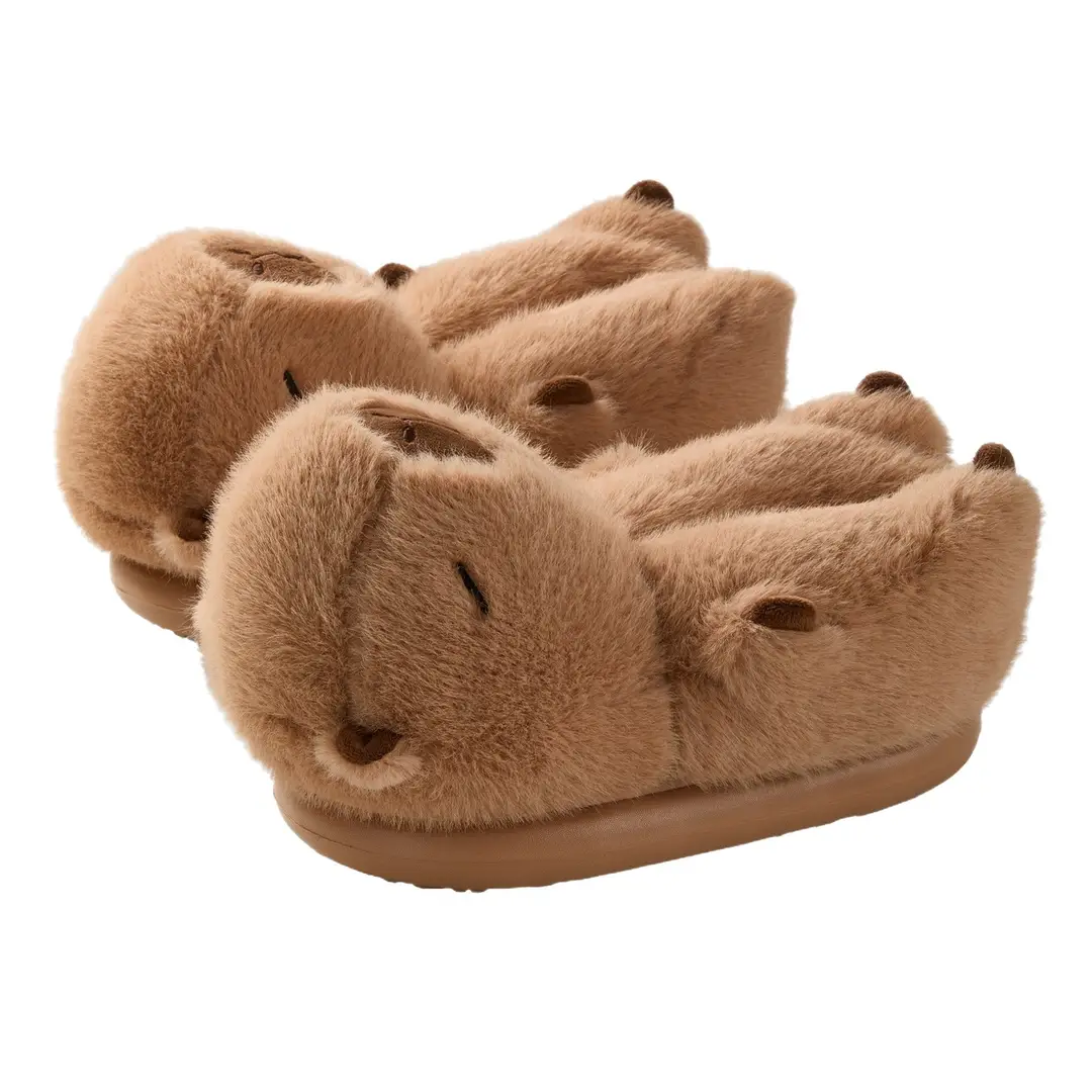 Qidan Shoe Factory Kapibara Cotton Slippers for Women in Autumn and Winter Home Indoor Fleece-Lined Warm Anti-Slip Couple Cotton Shoes for Men - Image 6