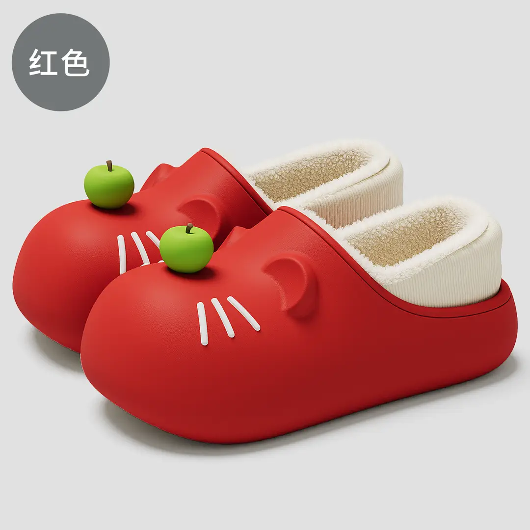 Cartoon Waterproof Cotton Shoes for Women Winter Parent-Child Home Indoor Plush Warm Anti-Slip Bag and Children's Cotton Slippers Wholesale - Image 2
