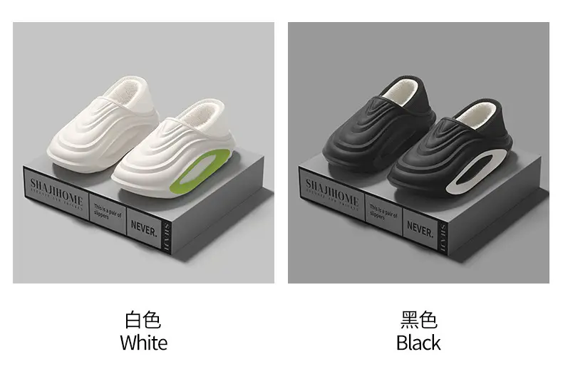 Waterproof Cotton Slippers for Men in Winter with Heel Indoor Home Non-Slip Thick Sole Warm Fleece-Lined Women's Cotton Shoes for Men to Wear Outside — feature 25