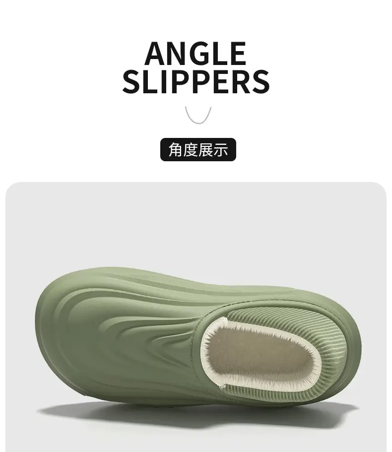 Waterproof Cotton Slippers for Men in Winter with Heel Indoor Home Non-Slip Thick Sole Warm Fleece-Lined Women's Cotton Shoes for Men to Wear Outside — feature 26