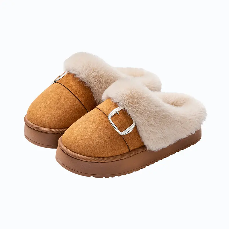 Cotton Slippers, New Winter Style, Thick-Soled Snow Boots with Belt Buckle, Fleece-Lined, Thickened, Warm Cotton Shoes, Plush Cotton Shoes - Image 8