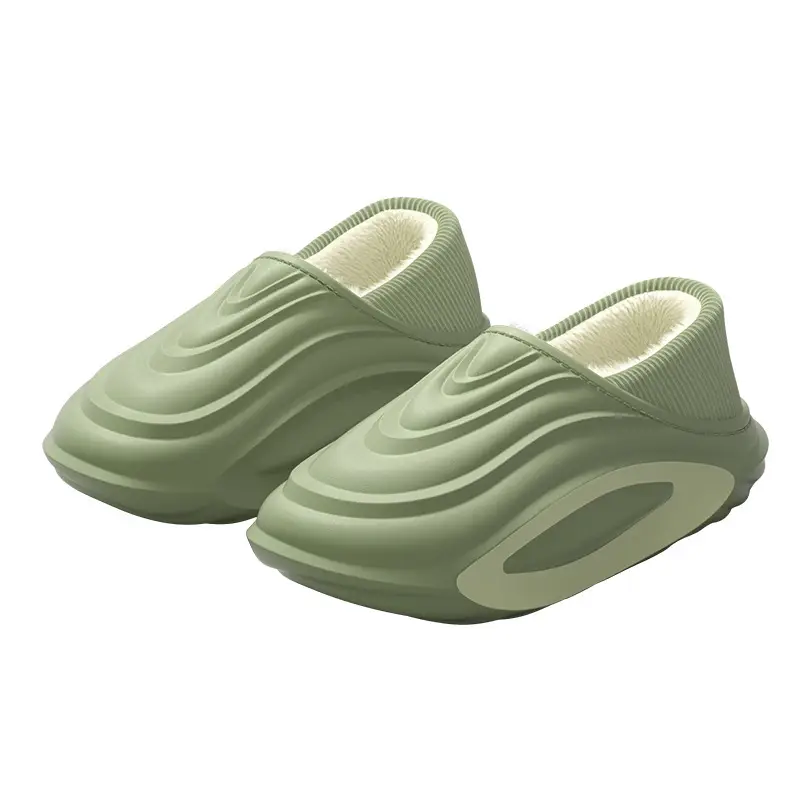 Waterproof Cotton Slippers for Men in Winter with Heel Indoor Home Non-Slip Thick Sole Warm Fleece-Lined Women's Cotton Shoes for Men to Wear Outside - Image 8