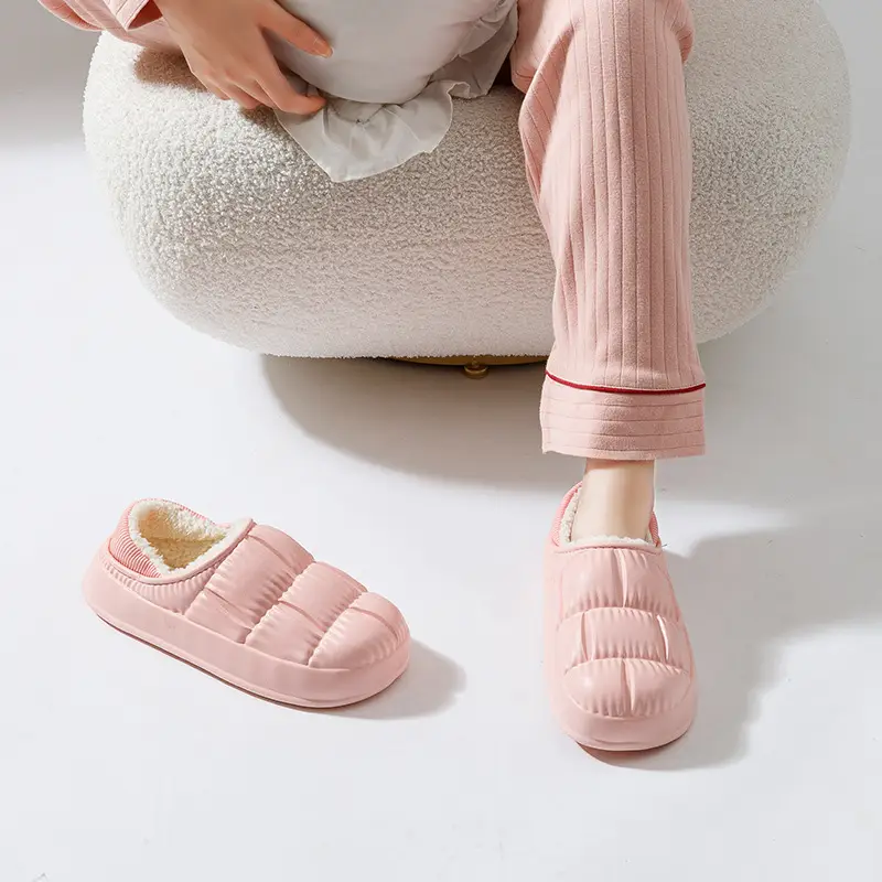 Women Cotton Slipper White Non-Slip Winter