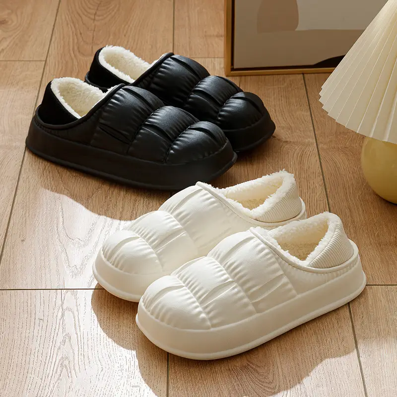Women Cotton Slipper White Non-Slip Winter