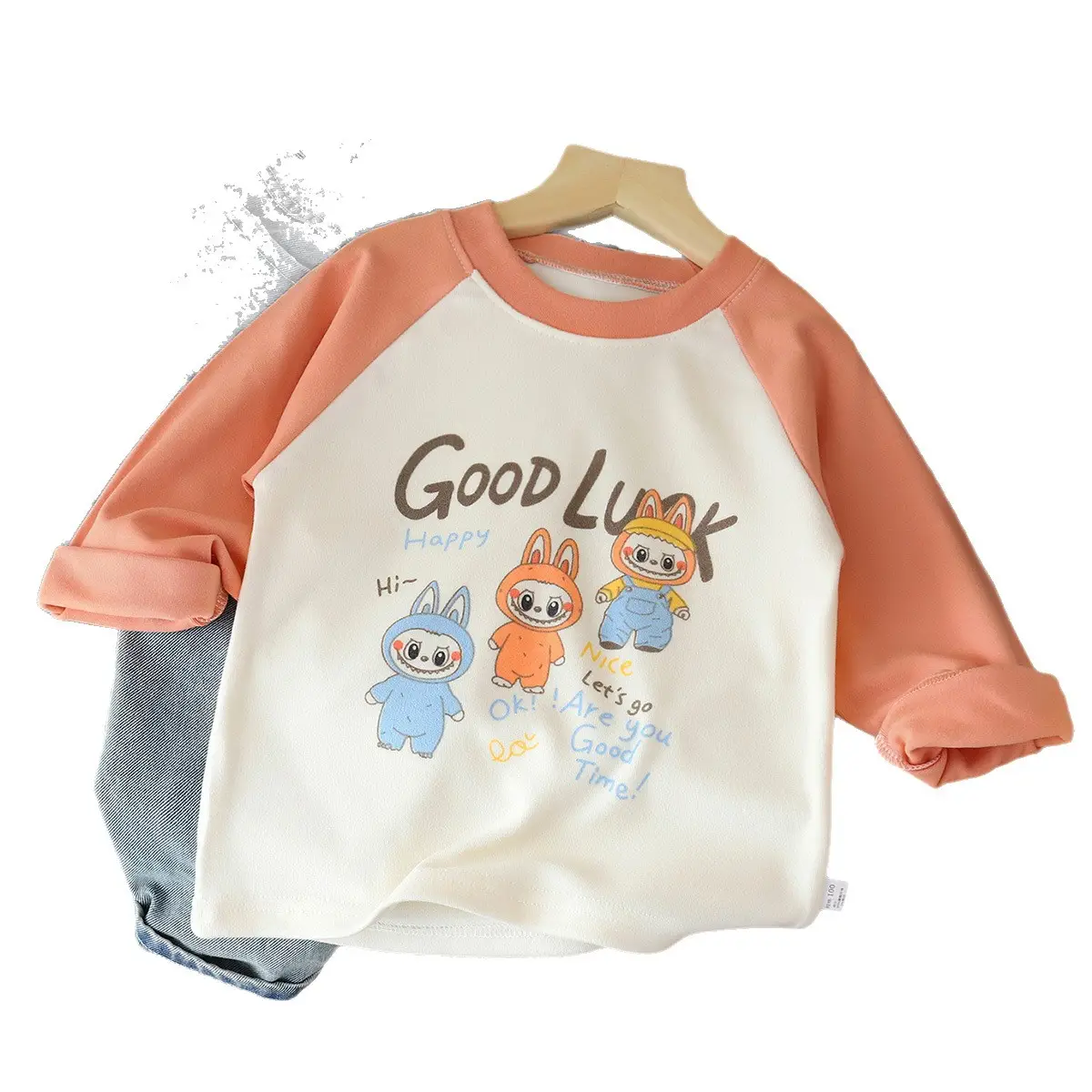New Kids' Blue White Keep Simple Long Sleeve T-Shirt - Image 14