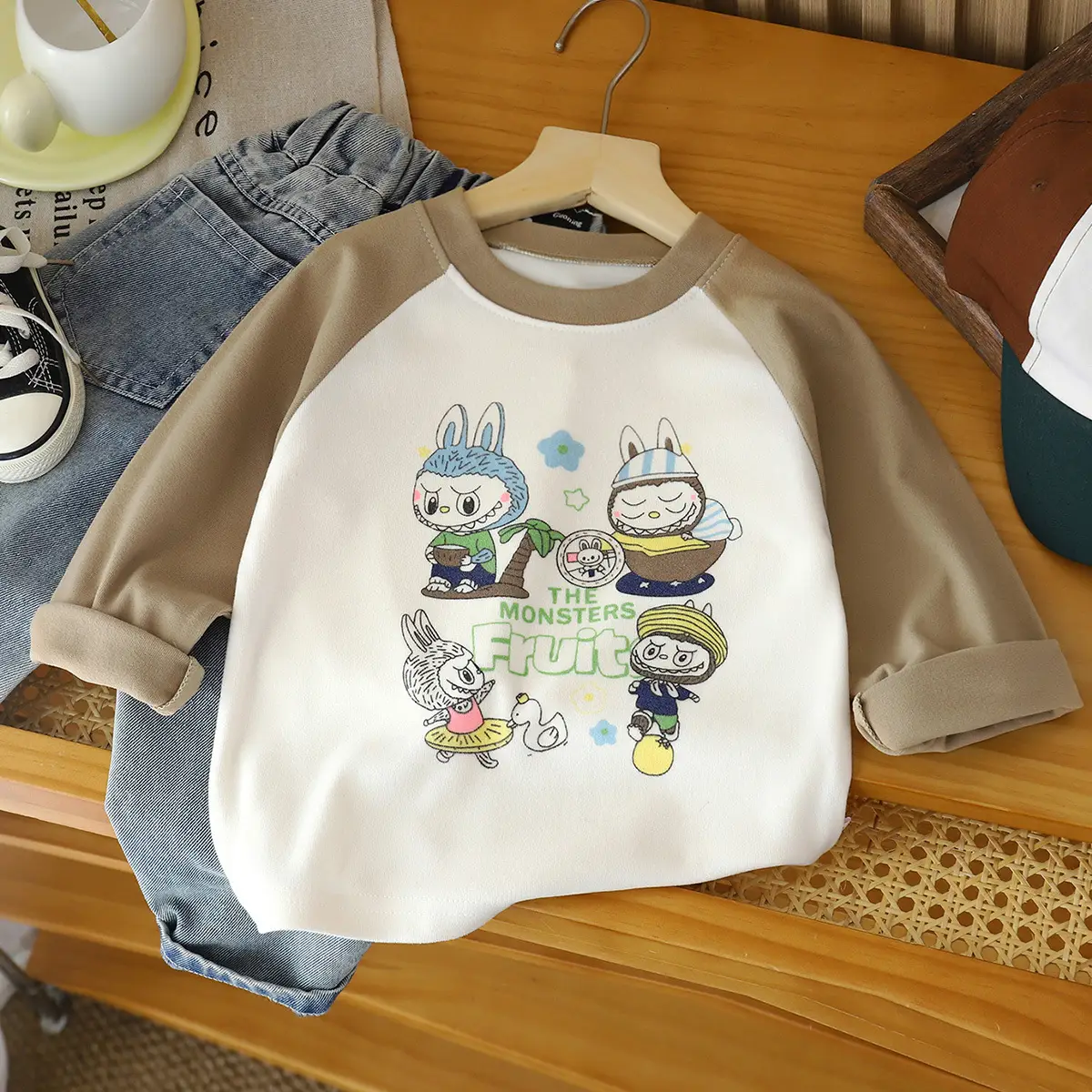 New Kids' Blue White Keep Simple Long Sleeve T-Shirt - Image 7