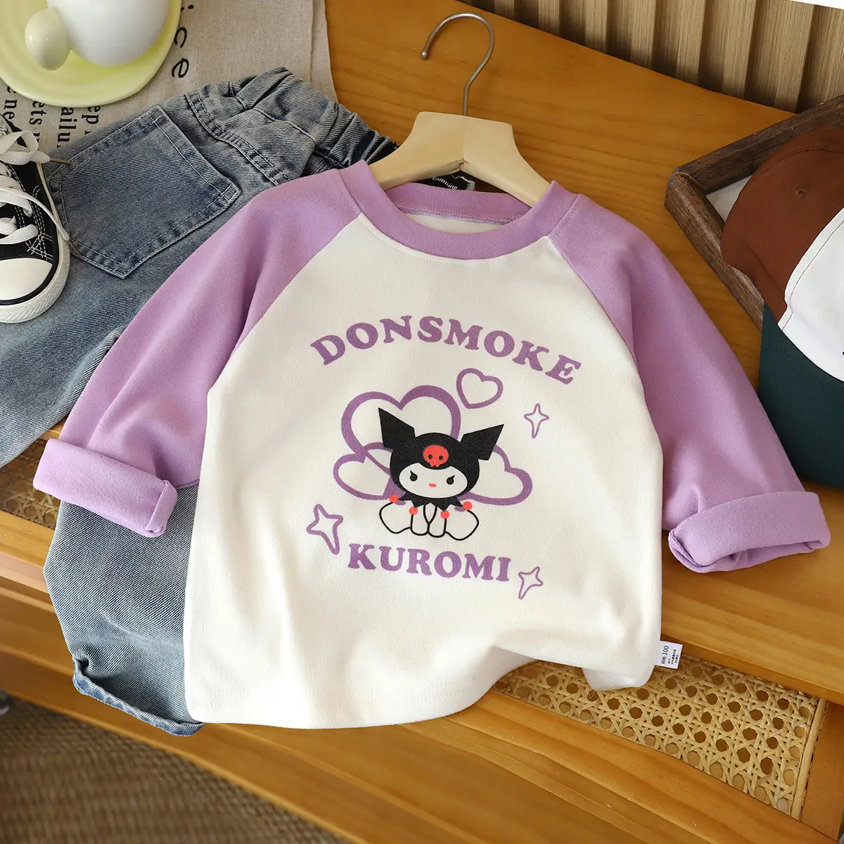 New Kids' Blue White Keep Simple Long Sleeve T-Shirt - Image 9