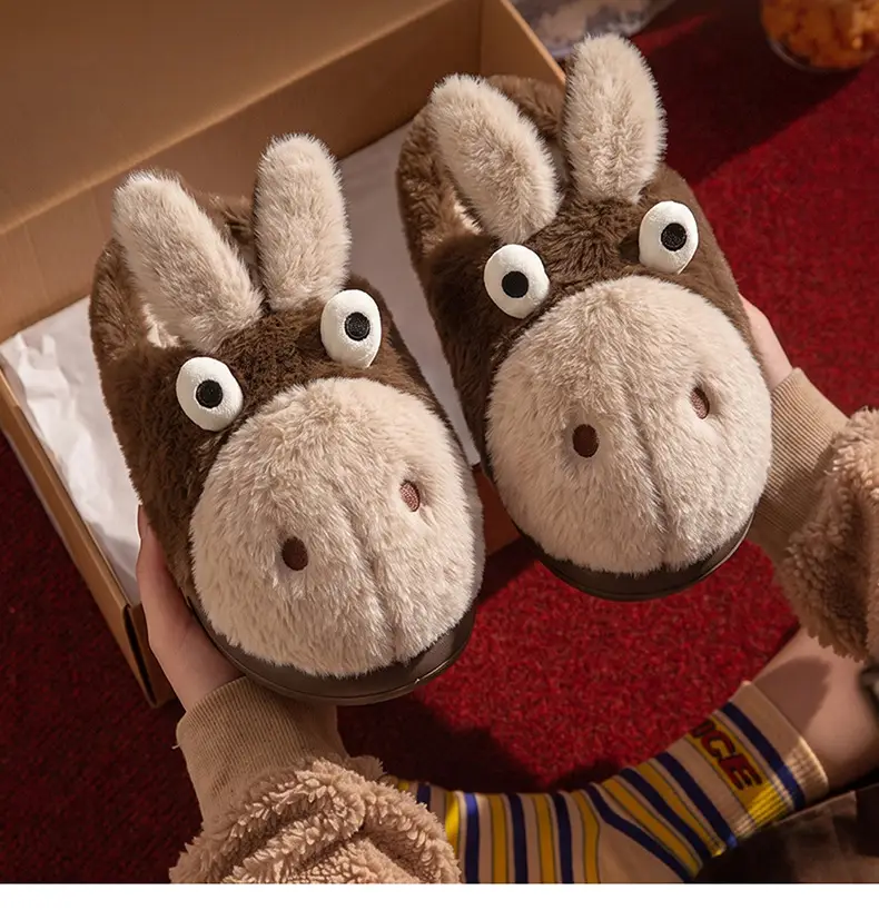 Cartoon Cotton Slippers for Women, Winter Home Warm Indoor Cute Plush Slippers, Autumn and Winter Men's Little Donkey Cotton Slippers Wholesale — feature 33