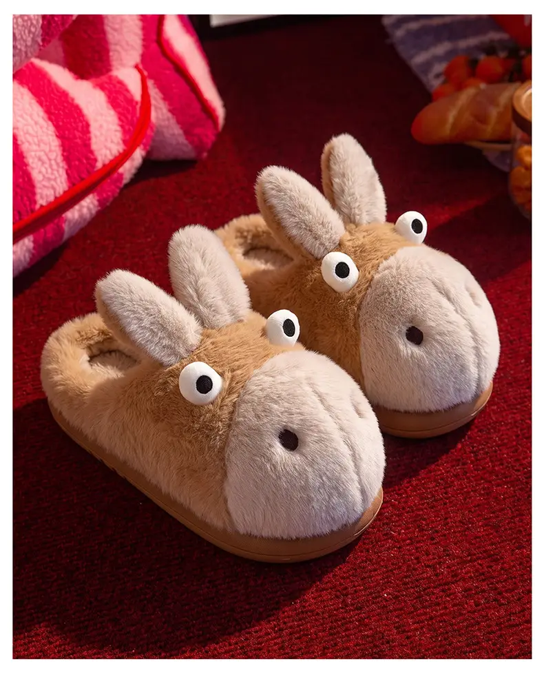Cartoon Cotton Slippers for Women, Winter Home Warm Indoor Cute Plush Slippers, Autumn and Winter Men's Little Donkey Cotton Slippers Wholesale — feature 36