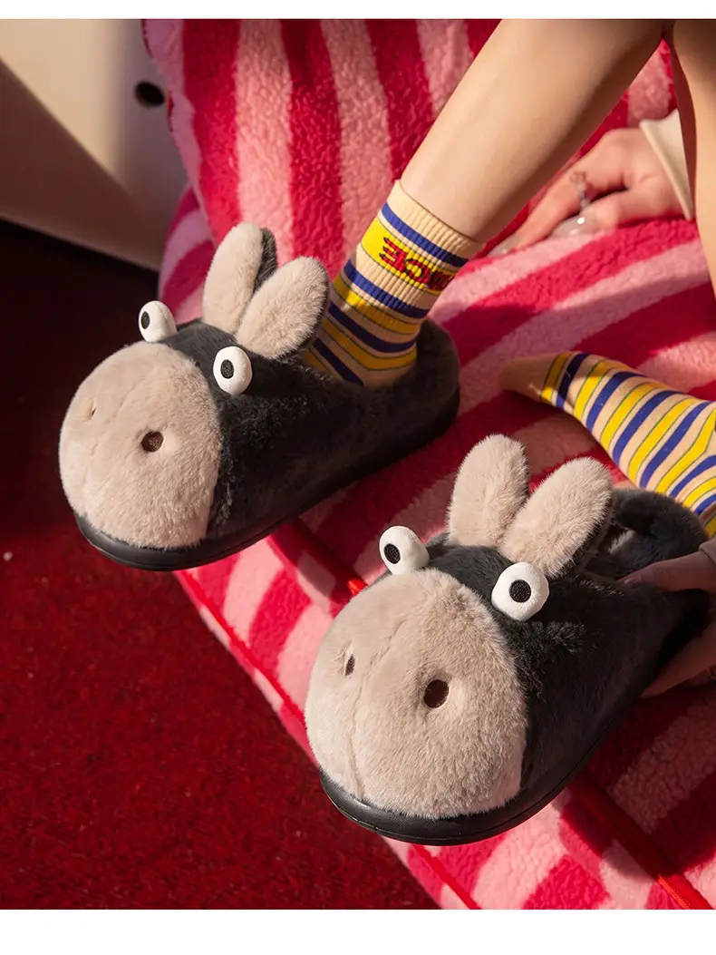 Cartoon Cotton Slippers for Women, Winter Home Warm Indoor Cute Plush Slippers, Autumn and Winter Men's Little Donkey Cotton Slippers Wholesale — feature 37