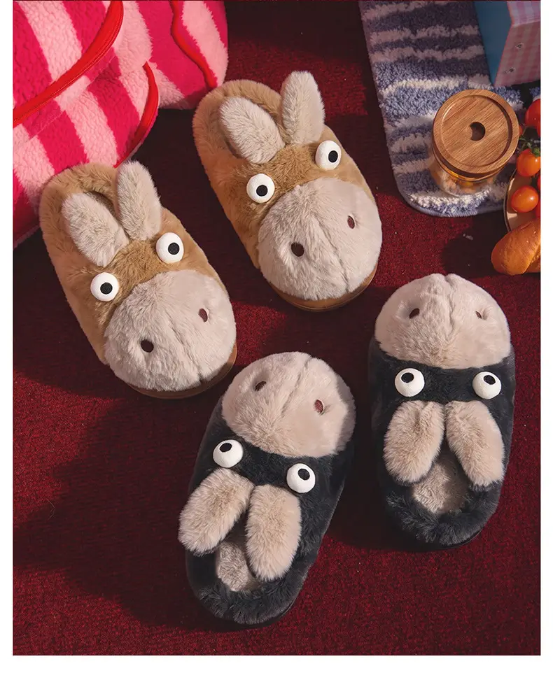 Cartoon Cotton Slippers for Women, Winter Home Warm Indoor Cute Plush Slippers, Autumn and Winter Men's Little Donkey Cotton Slippers Wholesale — feature 39