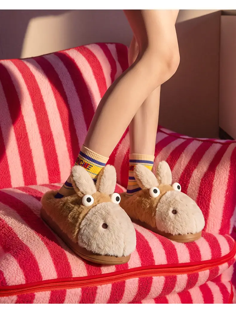 Cartoon Cotton Slippers for Women, Winter Home Warm Indoor Cute Plush Slippers, Autumn and Winter Men's Little Donkey Cotton Slippers Wholesale — feature 40