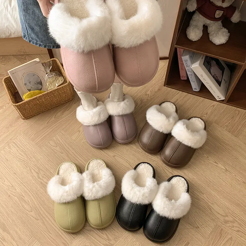 Trendy Thick-Soled Height-Increasing Removable Cotton Slippers for Women 2025 New Popular Autumn and Winter Outdoor Plush Closed-Toe Slippers for Women - Image 8