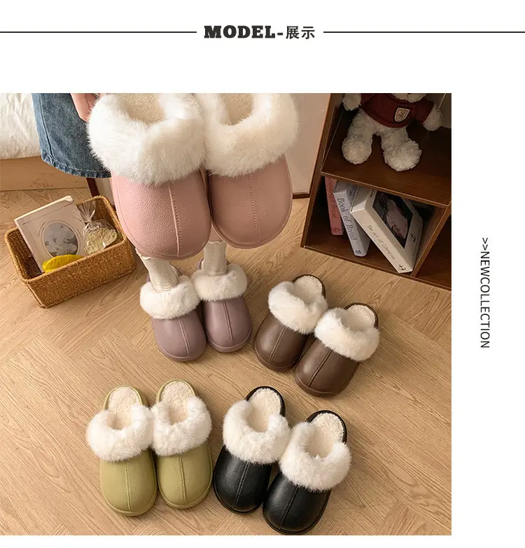 Trendy Thick-Soled Height-Increasing Removable Cotton Slippers for Women 2025 New Popular Autumn and Winter Outdoor Plush Closed-Toe Slippers for Women — feature 1