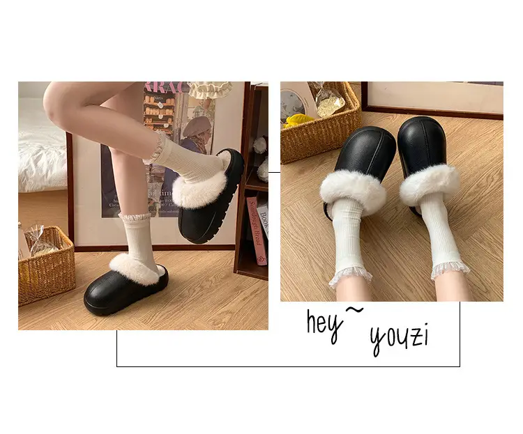 Trendy Thick-Soled Height-Increasing Removable Cotton Slippers for Women 2025 New Popular Autumn and Winter Outdoor Plush Closed-Toe Slippers for Women — feature 11