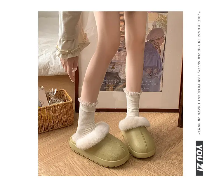Trendy Thick-Soled Height-Increasing Removable Cotton Slippers for Women 2025 New Popular Autumn and Winter Outdoor Plush Closed-Toe Slippers for Women — feature 14