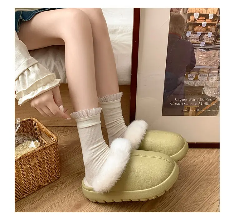 Trendy Thick-Soled Height-Increasing Removable Cotton Slippers for Women 2025 New Popular Autumn and Winter Outdoor Plush Closed-Toe Slippers for Women — feature 15